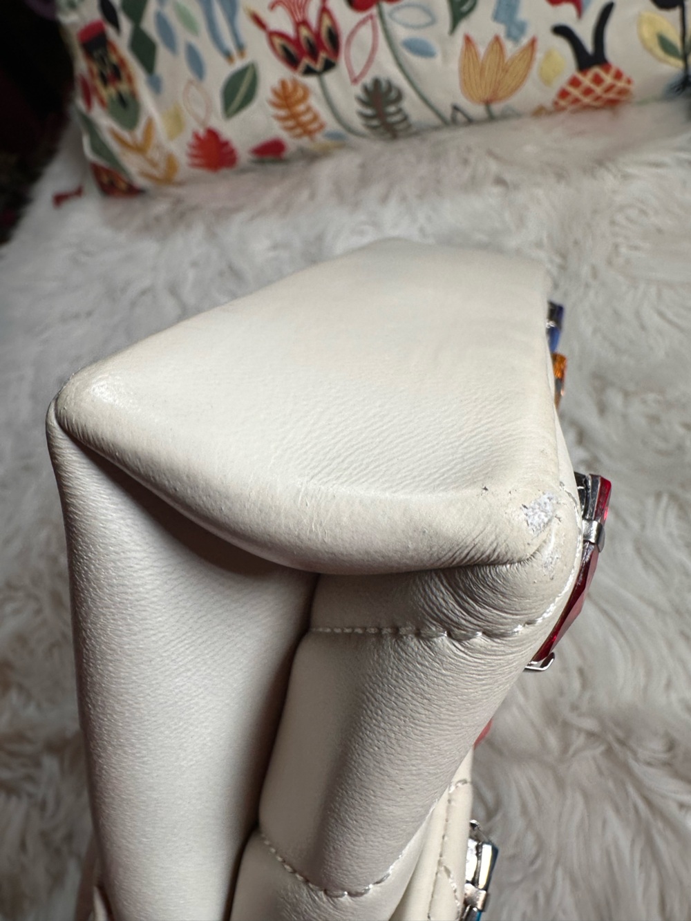 Kurt Geiger • Kensington Bone & Rainbow Hearts Love Crossbody Leather Bag - Picture 14 of 17